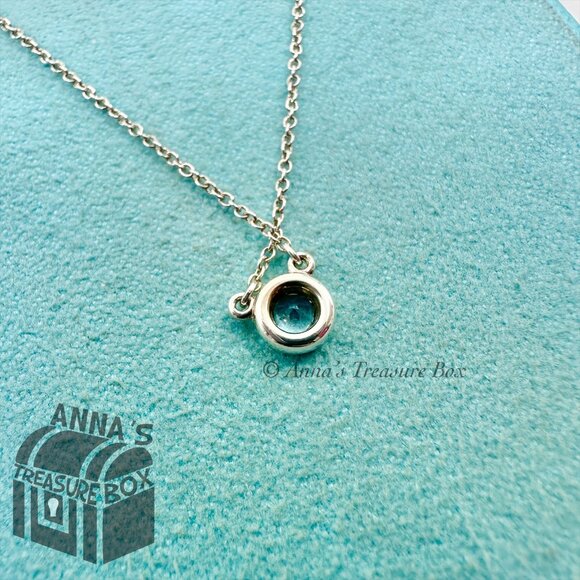 Tiffany & Co. 925 Silver CBTY 0.15 Carat Aquamarine 16" Necklace (bx, pch, rbbn) - Picture 3 of 9